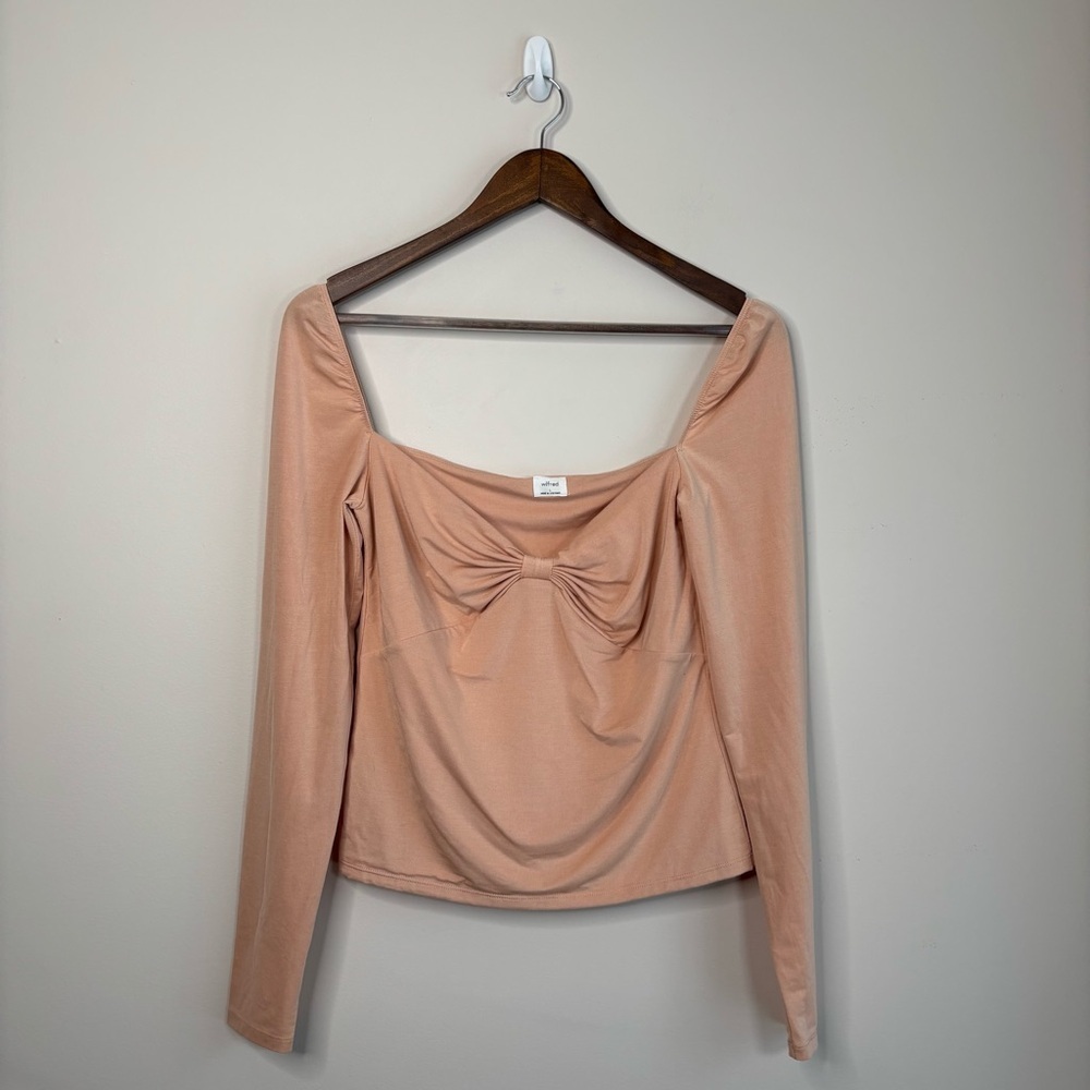 Wilfred Sonnet Blouse Long Sleeve Peachy Beige Large - Picture 2 of 8